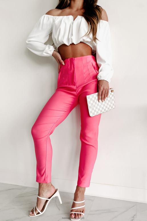 roze klassiek idee geplooide magere pantalon NanaMacs HPTT3042