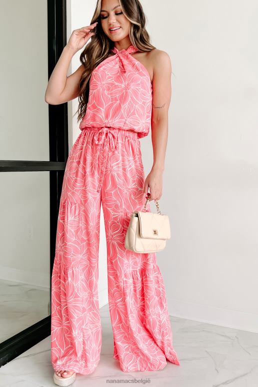 roze zoete gedachten gelaagde broek met wijde pijpen NanaMacs HPTT1585