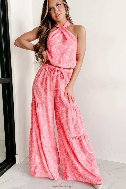 roze zoete gedachten gelaagde broek met wijde pijpen NanaMacs HPTT1585