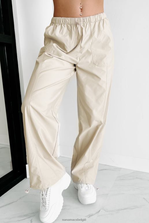 taupe broek met wijde pijpen en trekkoord NanaMacs HPTT3104