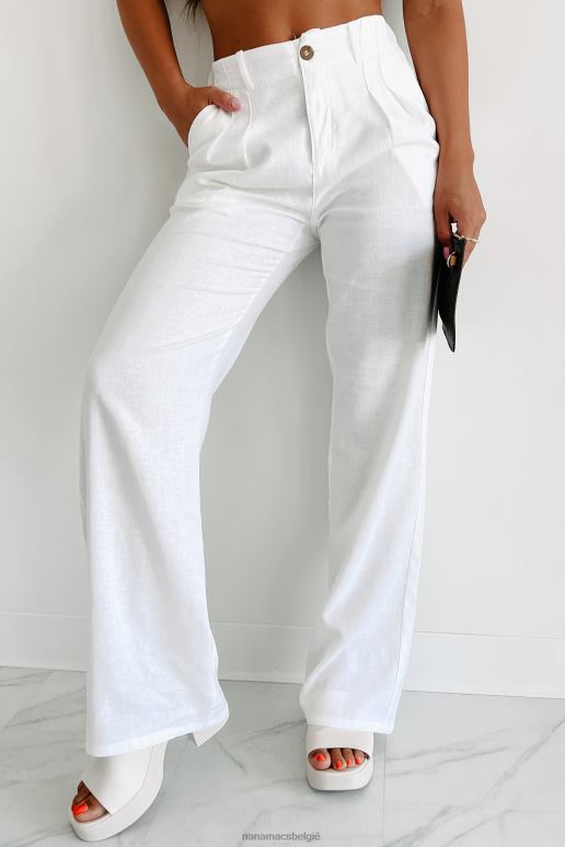 wit brunch in nantucket linnen broek met wijde pijpen NanaMacs HPTT3015