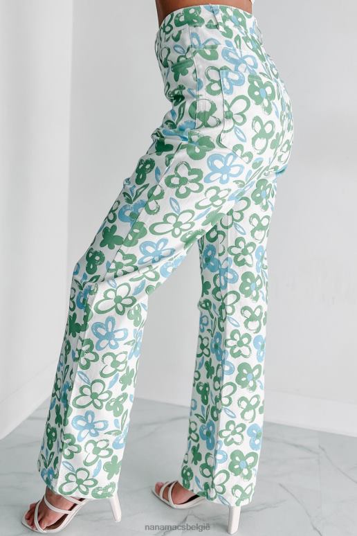 wit multi flower power bloemenbroek met wijde pijpen NanaMacs HPTT3073