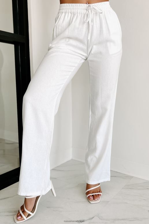 wit vasthouden aan geluk geweven linnen broek NanaMacs HPTT3049