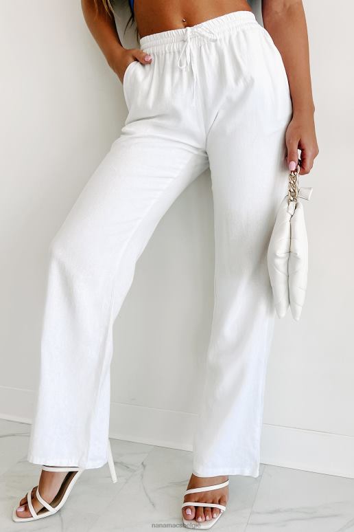 wit vasthouden aan geluk geweven linnen broek NanaMacs HPTT3049