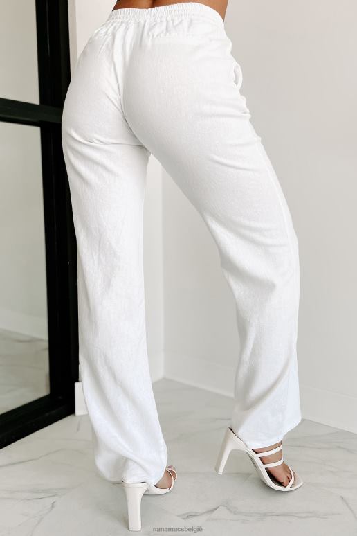 wit vasthouden aan geluk geweven linnen broek NanaMacs HPTT3049