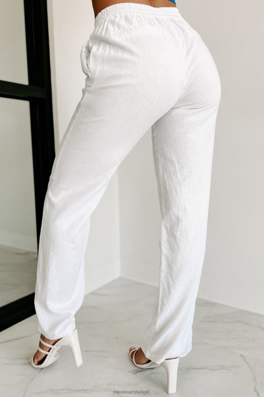 wit vasthouden aan geluk geweven linnen broek NanaMacs HPTT3049