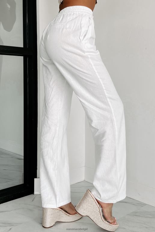 wit vasthouden aan geluk geweven linnen broek NanaMacs HPTT3049