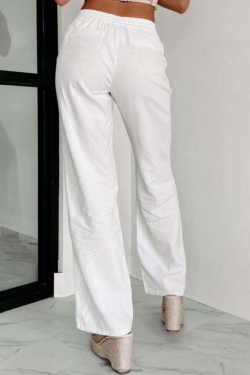 wit vasthouden aan geluk geweven linnen broek NanaMacs HPTT3049