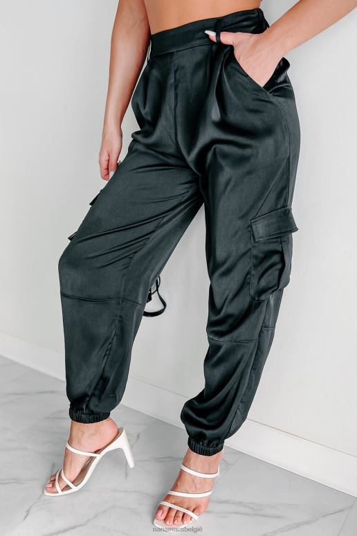 zwart altijd erop satijnen cargo-joggingbroek NanaMacs HPTT3072