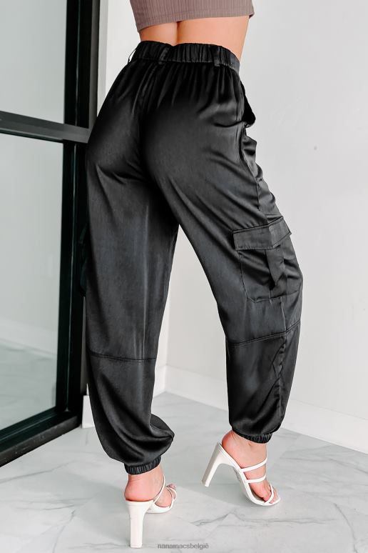 zwart altijd erop satijnen cargo-joggingbroek NanaMacs HPTT3072