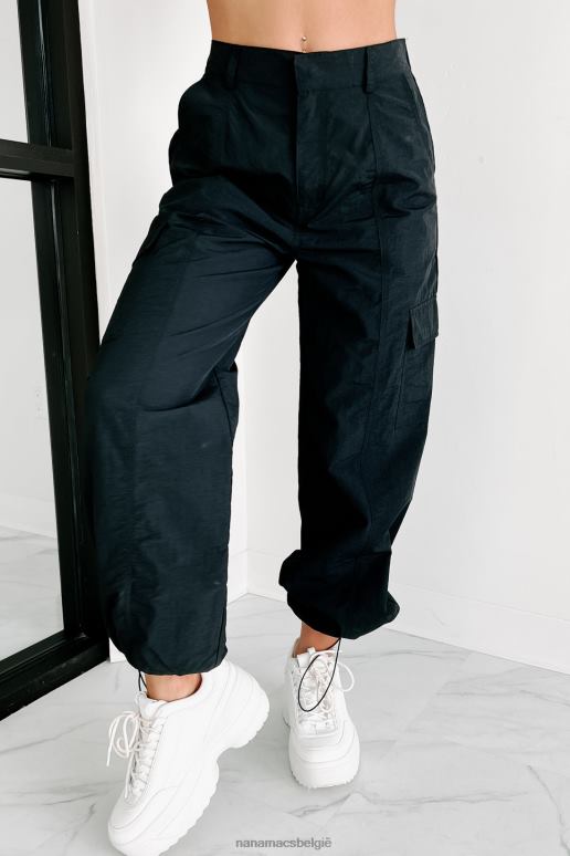 zwart celia nylon cargobroek NanaMacs HPTT3101