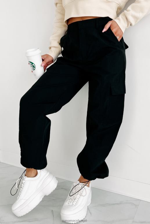 zwart celia nylon cargobroek NanaMacs HPTT3101