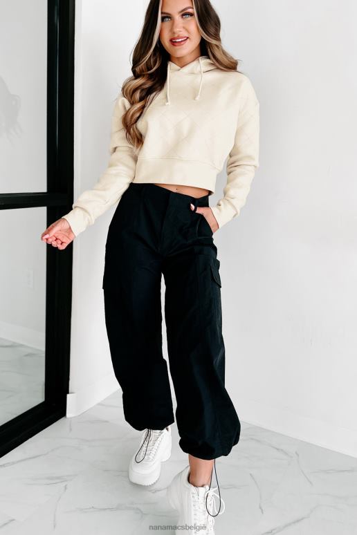 zwart celia nylon cargobroek NanaMacs HPTT3101