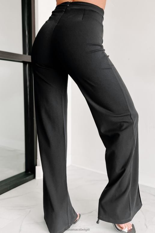 zwart laat je wachten wijde broek met riem NanaMacs HPTT3063