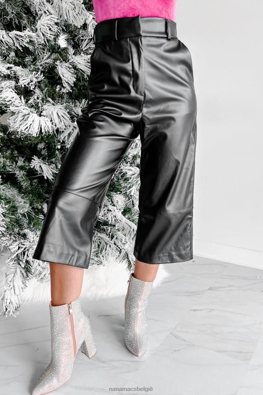 zwart niet je gebruikelijke kunstleren crop-broek NanaMacs HPTT3115