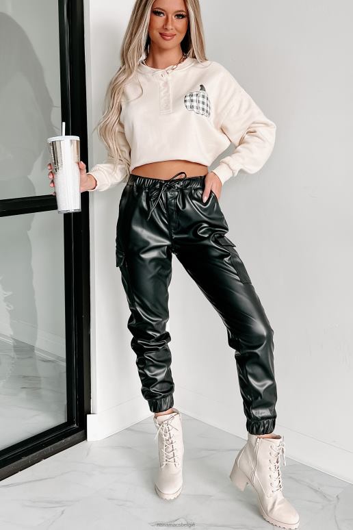 zwart rebelse cargo-joggingbroek van imitatieleer NanaMacs HPTT3106