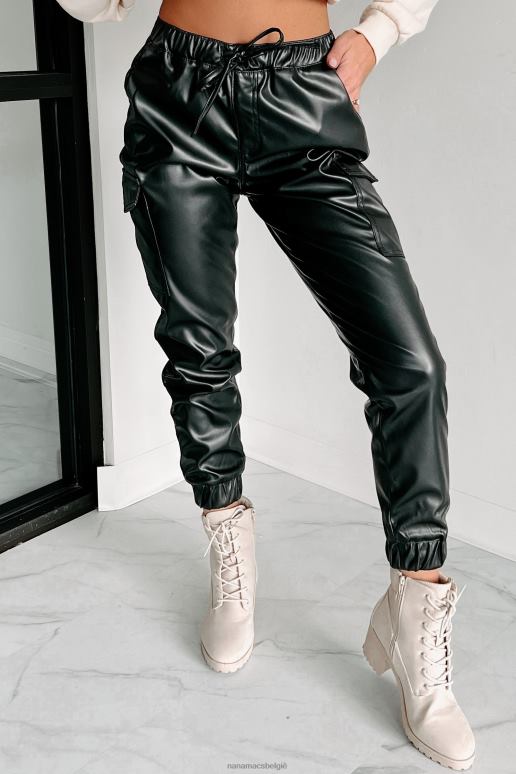 zwart rebelse cargo-joggingbroek van imitatieleer NanaMacs HPTT3106