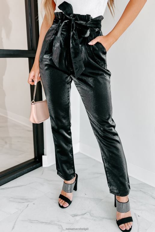 zwart rondspringende paperbag-taillebroek NanaMacs HPTT3116