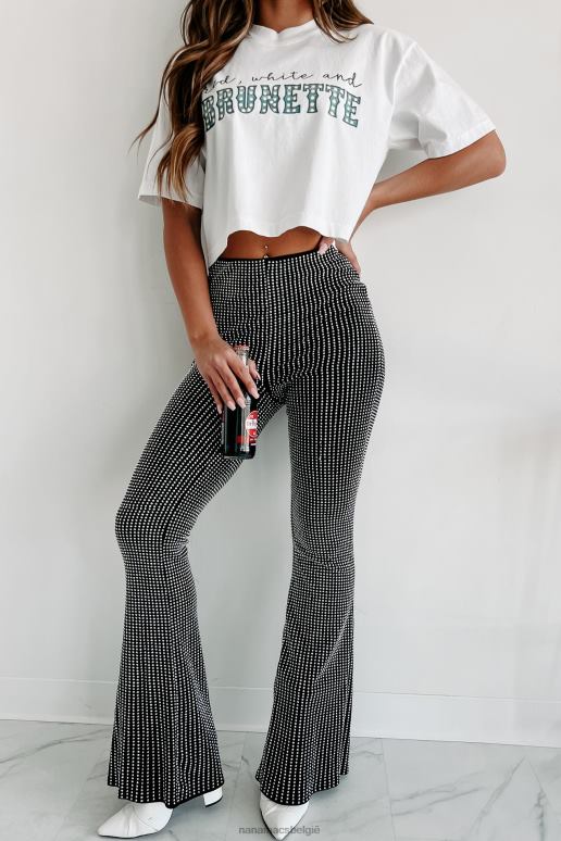 zwart vrijdagavond strass broek met wijde pijpen NanaMacs HPTT3055