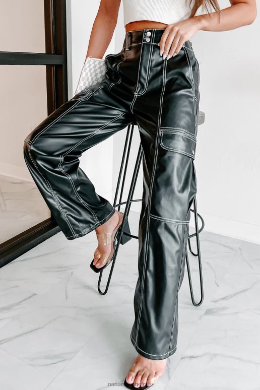 zwart wreck your world cargobroek van imitatieleer NanaMacs HPTT3079