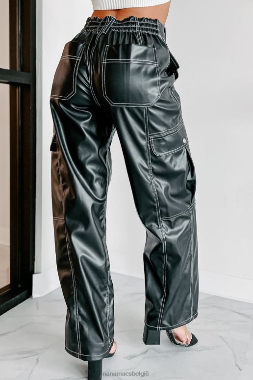 zwart wreck your world cargobroek van imitatieleer NanaMacs HPTT3079