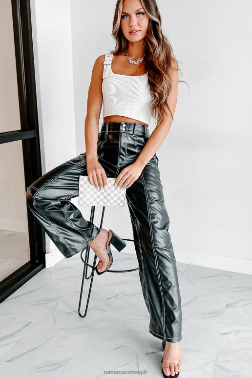 zwart wreck your world cargobroek van imitatieleer NanaMacs HPTT3079