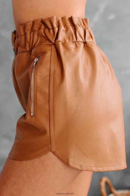 bruinen korte broek van imitatieleer met goede timing NanaMacs HPTT2985