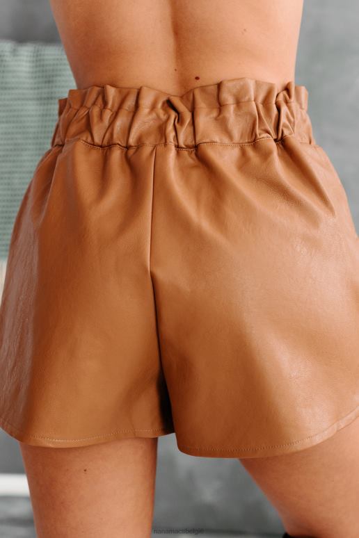 bruinen korte broek van imitatieleer met goede timing NanaMacs HPTT2985