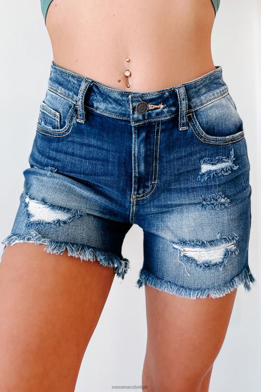 donker wil je de beste celloshort met hoge taille en gerafelde zoom NanaMacs HPTT2850