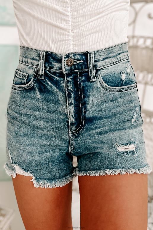 gemiddeld licht kinley sneak peek distressed short met hoge taille NanaMacs HPTT2971