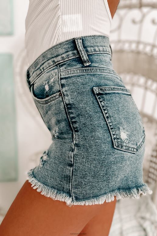 gemiddeld licht kinley sneak peek distressed short met hoge taille NanaMacs HPTT2971