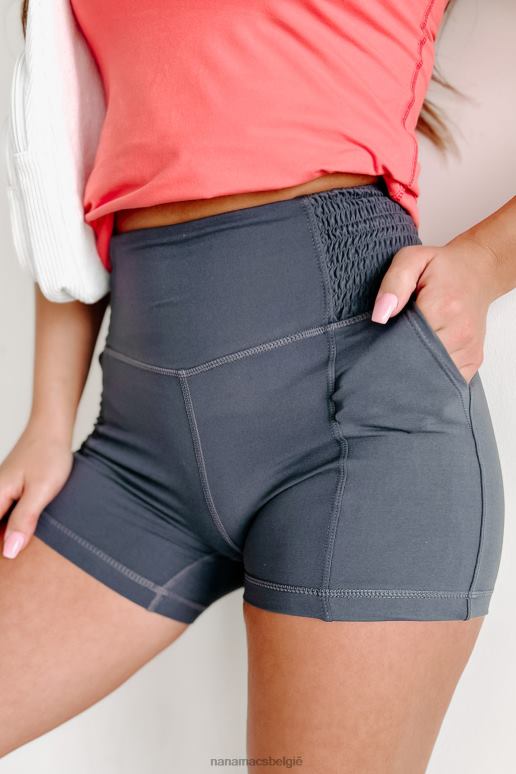 houtskool maak het jezelf comfortabel met gesmokte bikershorts NanaMacs HPTT2742