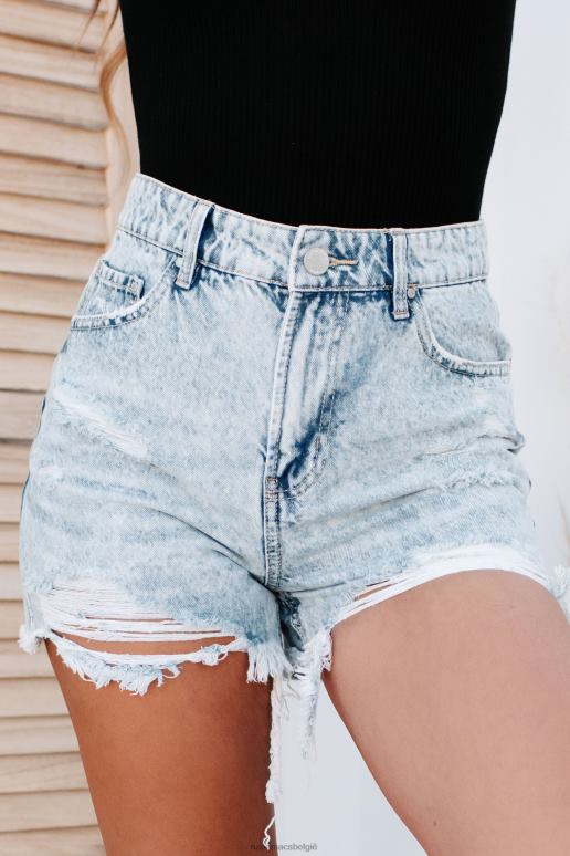 lichtblauw de liefste reden high rise distressed acid wash short NanaMacs HPTT2837