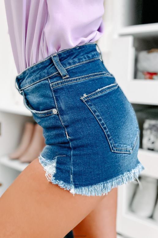 middelblauw opvallende distressed short met hoge taille NanaMacs HPTT2858