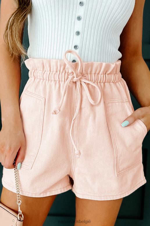 roze Loral short met hoge taille en paperbag taille NanaMacs HPTT2914