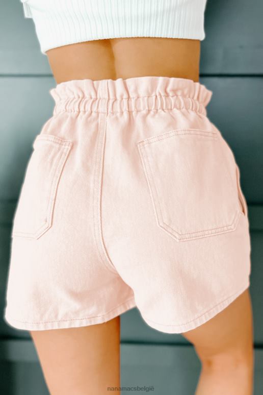 roze Loral short met hoge taille en paperbag taille NanaMacs HPTT2914