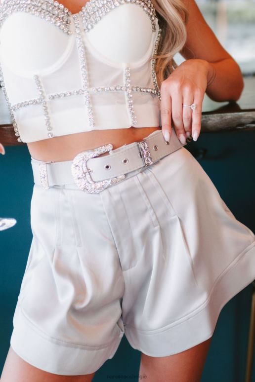 zilver rijden uit west hoog getailleerde broek met riem NanaMacs HPTT2848