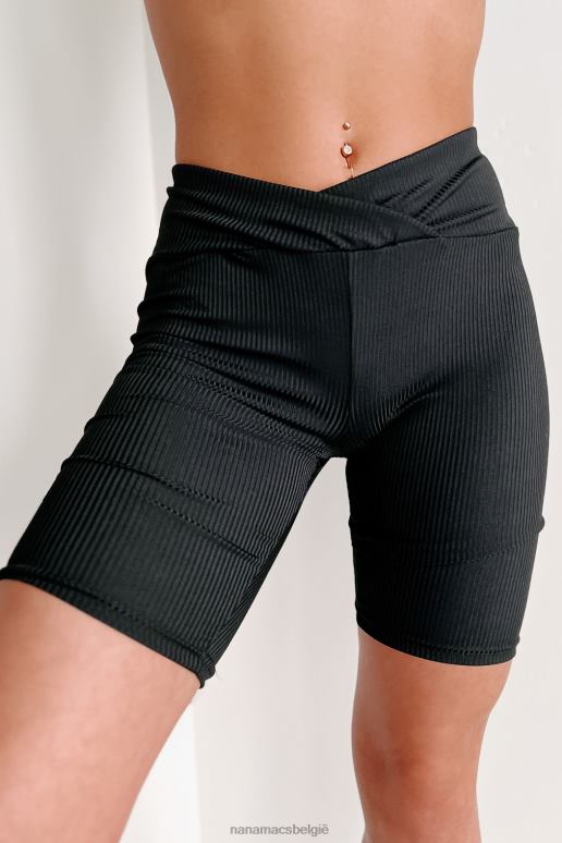 zwart ga voor een opgepompte geribbelde cross-over bikershort NanaMacs HPTT2816