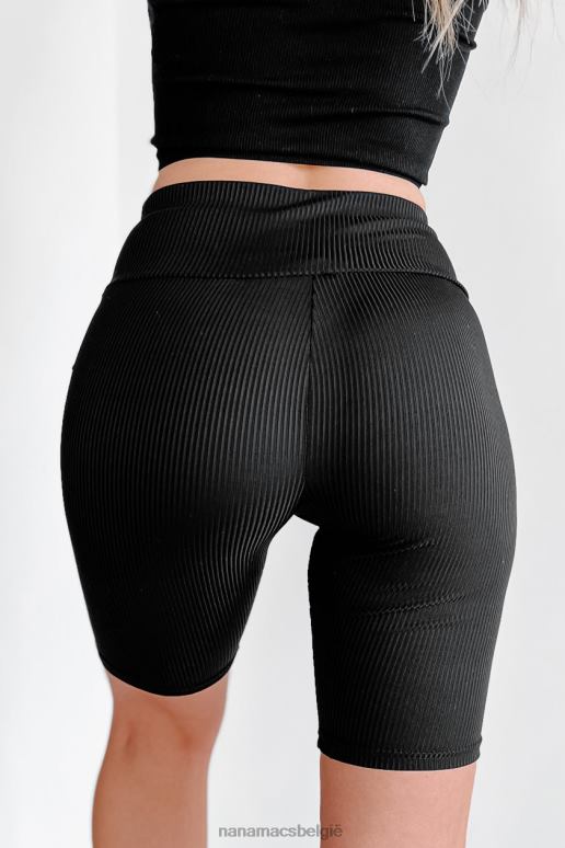 zwart ga voor een opgepompte geribbelde cross-over bikershort NanaMacs HPTT2816