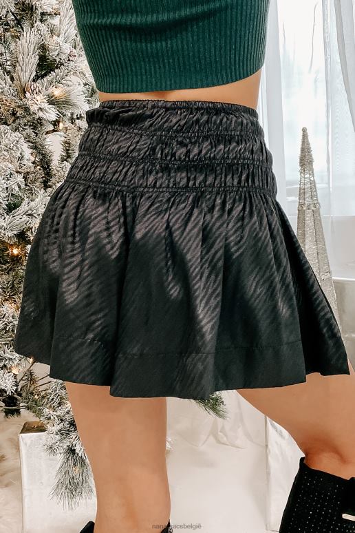zwart raneshia satijn gesmokte taille shorts NanaMacs HPTT2981