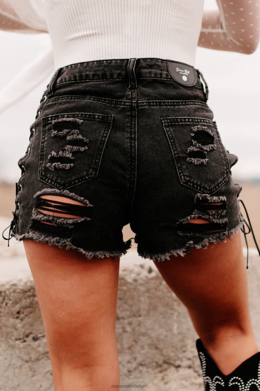 zwart show runner side lace up distressed shorts NanaMacs HPTT2784
