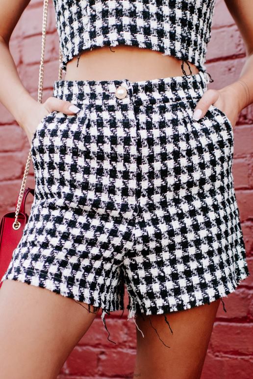 zwart vol chic pied-de-poule short NanaMacs HPTT1648