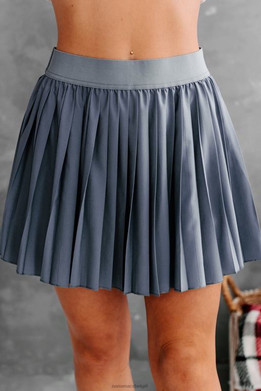 staal blauw geplooide perfectie geplooide mini skort NanaMacs HPTT3313