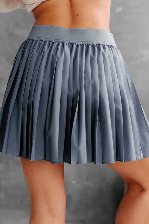 staal blauw geplooide perfectie geplooide mini skort NanaMacs HPTT3313