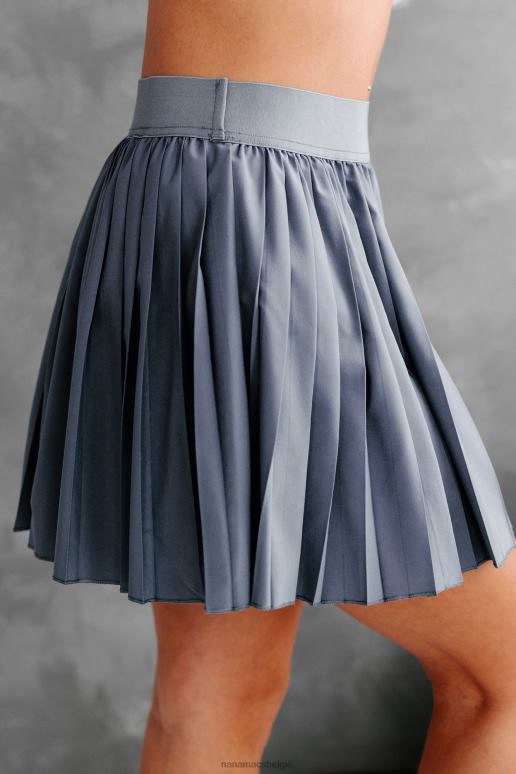 staal blauw geplooide perfectie geplooide mini skort NanaMacs HPTT3313