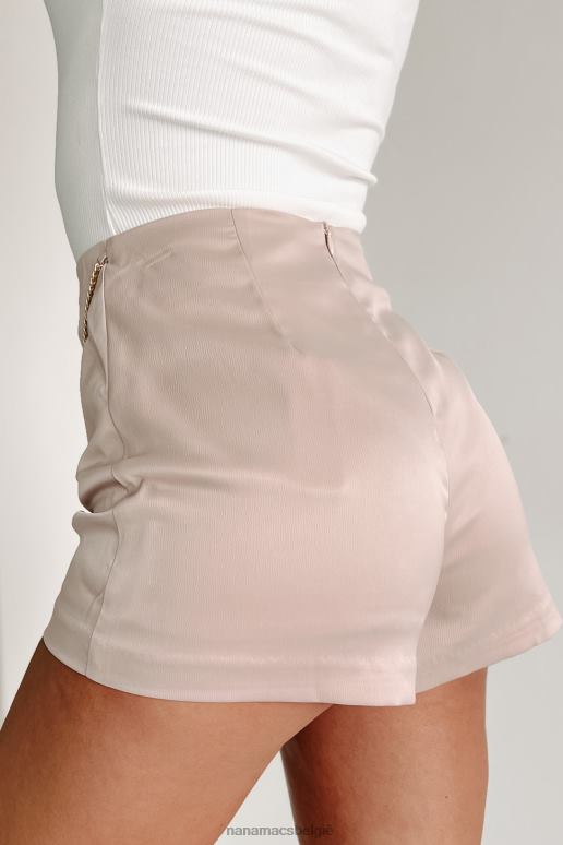 taupe running back to you satijnen skort met kettingdetail NanaMacs HPTT2714
