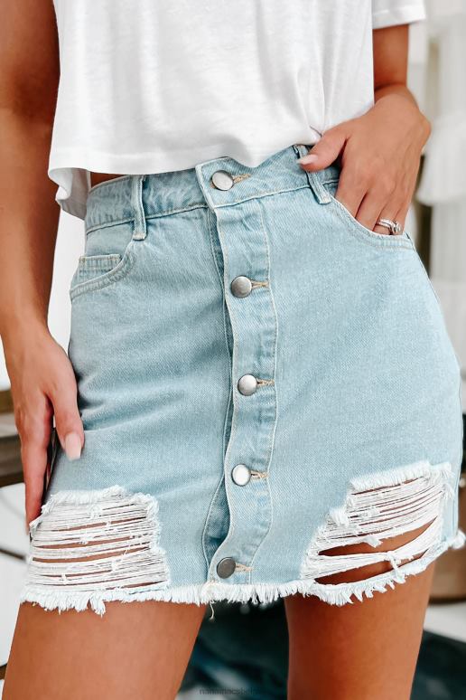 licht denim Augie verontruste denim minirok NanaMacs HPTT3202