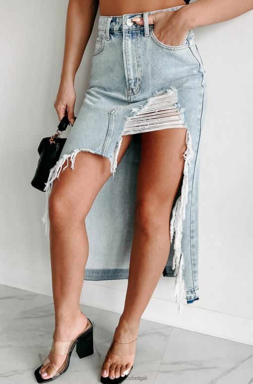 licht doorknippen zwaar versleten denim maxi-rok NanaMacs HPTT3164