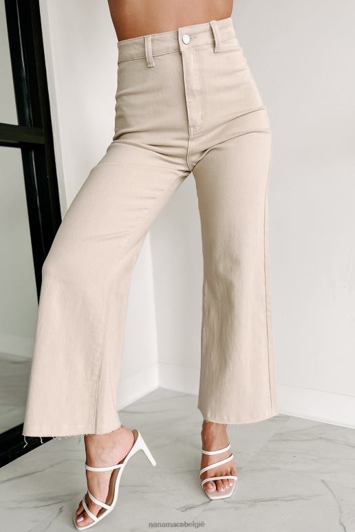 amandelmelk volgens plan crop jeans met hoge taille en wijde pijpen NanaMacs HPTT3379