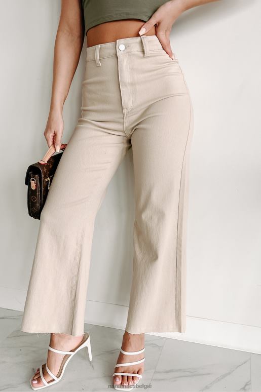 amandelmelk volgens plan crop jeans met hoge taille en wijde pijpen NanaMacs HPTT3379